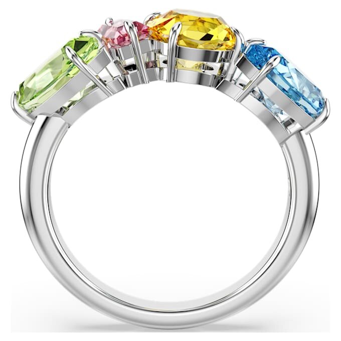 Gema Ring Mixed Cuts, Multicolored, Rhodium Plated Gema Ring Mixed Cuts, Multicolored, Rhodium Plated