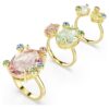 Gema Ring Set (3), Mixed Cuts, Multicolored, Gold-Tone Plated Gema Ring Set (3), Mixed Cuts, Multicolored, Gold-Tone Plated
