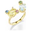 Gema Ring Set (3), Mixed Cuts, Multicolored, Gold-Tone Plated Gema Ring Set (3), Mixed Cuts, Multicolored, Gold-Tone Plated