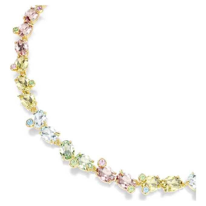 Gema Tennis Necklace Mixed Cuts, Multicolored, Gold-Tone Plated Gema Tennis Necklace Mixed Cuts, Multicolored, Gold-Tone Plated