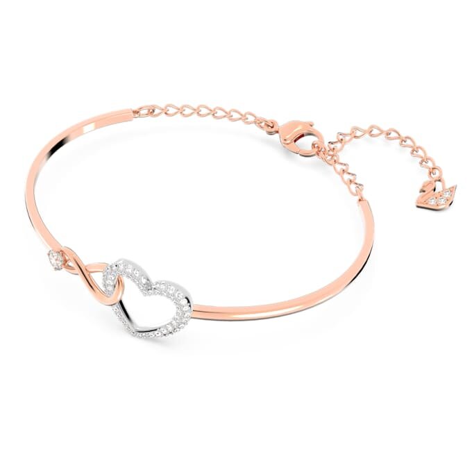 Hyperbola Bangle Infinity and Heart, White, Mixed Metal Finish Hyperbola Bangle Infinity and Heart, White, Mixed Metal Finish