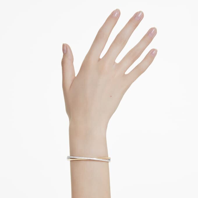 Hyperbola Bangle Round Cut, White, Mixed Metal Finish Hyperbola Bangle Round Cut, White, Mixed Metal Finish