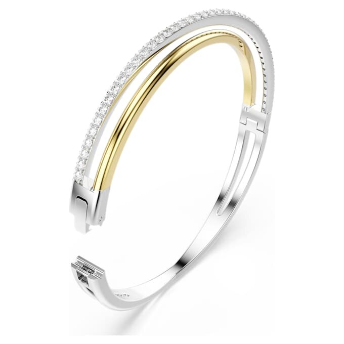 Hyperbola Bangle Round Cut, White, Mixed Metal Finish Hyperbola Bangle Round Cut, White, Mixed Metal Finish