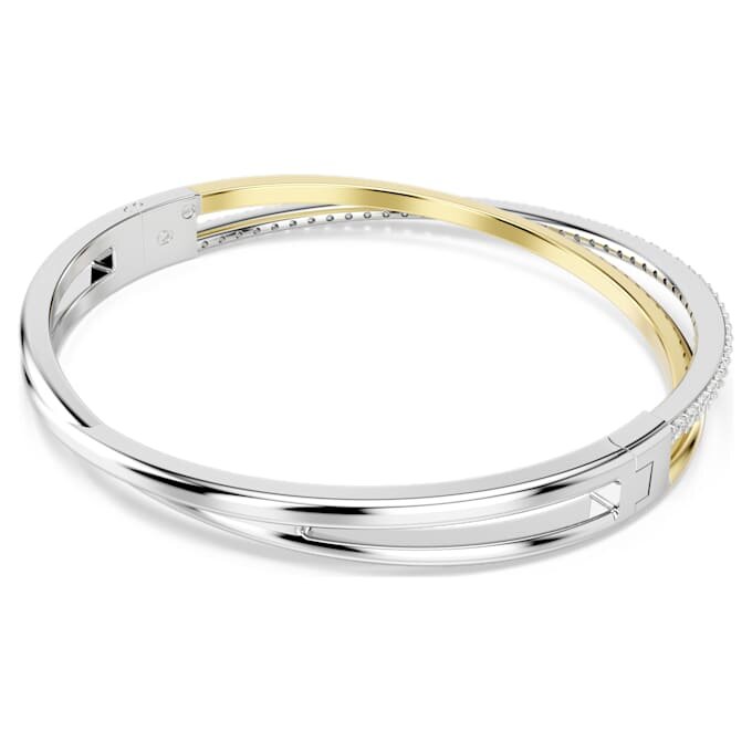 Hyperbola Bangle Round Cut, White, Mixed Metal Finish Hyperbola Bangle Round Cut, White, Mixed Metal Finish