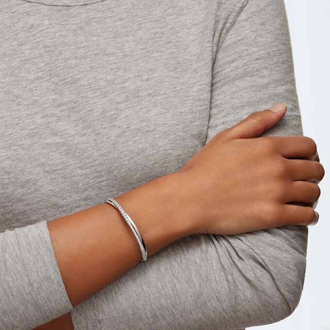 Hyperbola Bangle Round Cut, White, Rhodium Plated Hyperbola Bangle Round Cut, White, Rhodium Plated