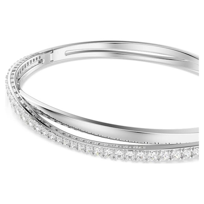 Hyperbola Bangle Round Cut, White, Rhodium Plated Hyperbola Bangle Round Cut, White, Rhodium Plated