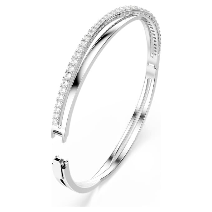 Hyperbola Bangle Round Cut, White, Rhodium Plated Hyperbola Bangle Round Cut, White, Rhodium Plated