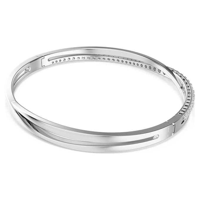Hyperbola Bangle Round Cut, White, Rhodium Plated Hyperbola Bangle Round Cut, White, Rhodium Plated