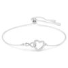 Hyperbola Bracelet Infinity and Heart, White, Rhodium Plated
