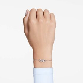 Hyperbola Bracelet Infinity, White, Rhodium Plated