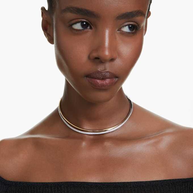 Hyperbola Choker Round Cut, White, Mixed Metal Finish Hyperbola Choker Round Cut, White, Mixed Metal Finish