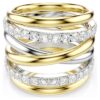 Hyperbola Cocktail Ring Round Cut, White, Mixed Metal Finish Hyperbola Cocktail Ring Round Cut, White, Mixed Metal Finish