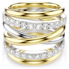 Hyperbola Cocktail Ring Round Cut, White, Mixed Metal Finish