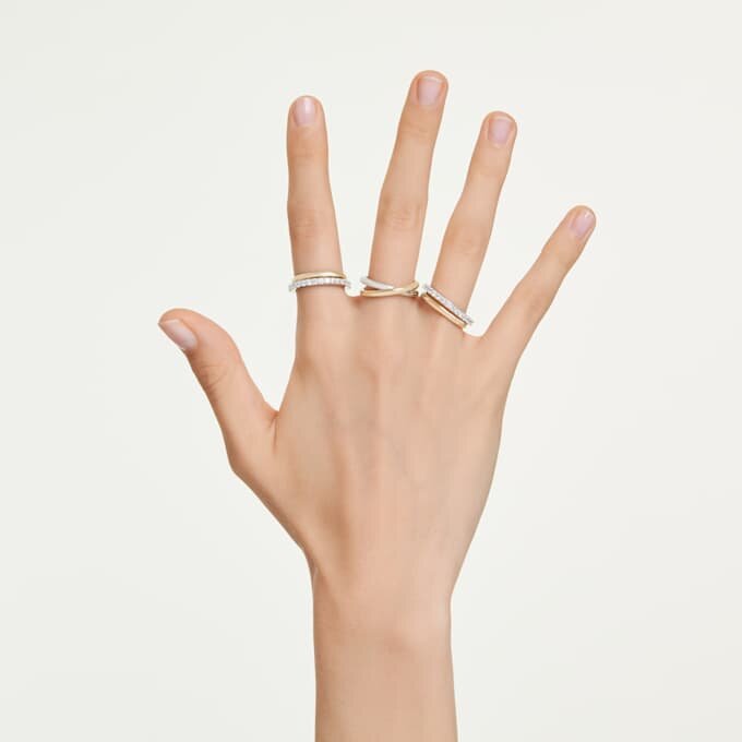 Hyperbola Cocktail Ring Round Cut, White, Mixed Metal Finish Hyperbola Cocktail Ring Round Cut, White, Mixed Metal Finish