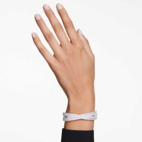 Hyperbola Cuff Mixed Cuts, Infinity, White, Rhodium Plated