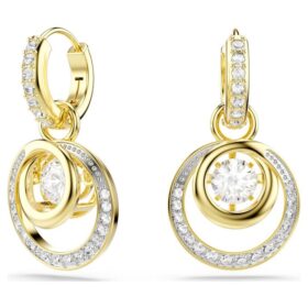 Hyperbola Drop Earrings Round Cut, White, Gold-Tone Plated