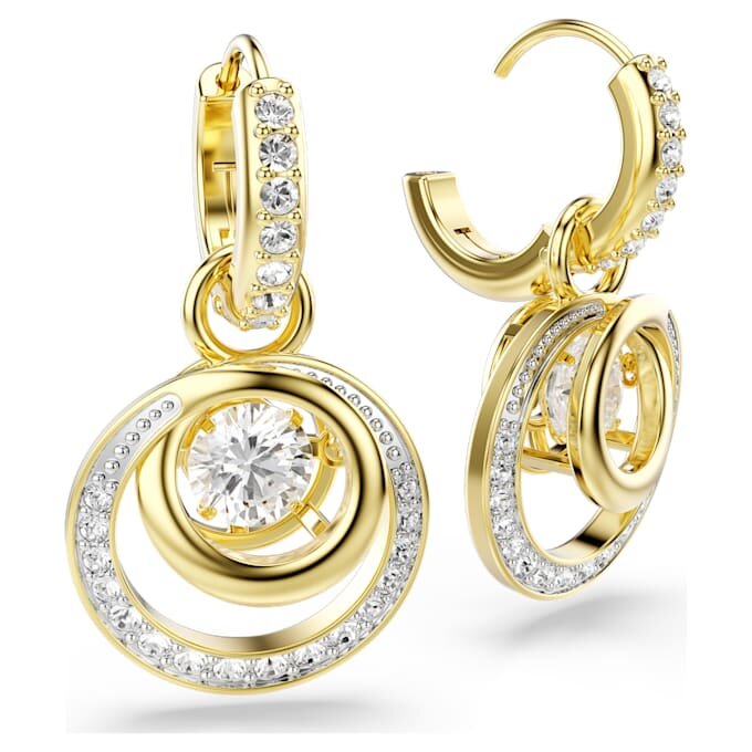 Hyperbola Drop Earrings Round Cut, White, Gold-Tone Plated Hyperbola Drop Earrings Round Cut, White, Gold-Tone Plated