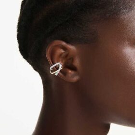 Hyperbola Ear Cuffs Mixed Cuts, White, Mixed Metal Finish