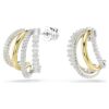 Hyperbola Hoop Earrings Mixed Cuts, Mini, White, Mixed Metal Finish Hyperbola Hoop Earrings Mixed Cuts, Mini, White, Mixed Metal Finish
