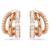 Hyperbola Hoop Earrings Mixed Cuts, Mini, White, Rose Gold-Tone Plated Hyperbola Hoop Earrings Mixed Cuts, Mini, White, Rose Gold-Tone Plated