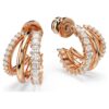 Hyperbola Hoop Earrings Mixed Cuts, Mini, White, Rose Gold-Tone Plated Hyperbola Hoop Earrings Mixed Cuts, Mini, White, Rose Gold-Tone Plated