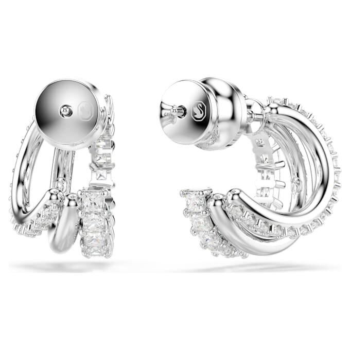 Hyperbola Hoop Earrings Round Cut, Mini, White, Rhodium Plated Hyperbola Hoop Earrings Round Cut, Mini, White, Rhodium Plated