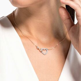 Hyperbola Necklace Infinity and Heart, White, Mixed Metal Finish Hyperbola Necklace Infinity and Heart, White, Mixed Metal Finish