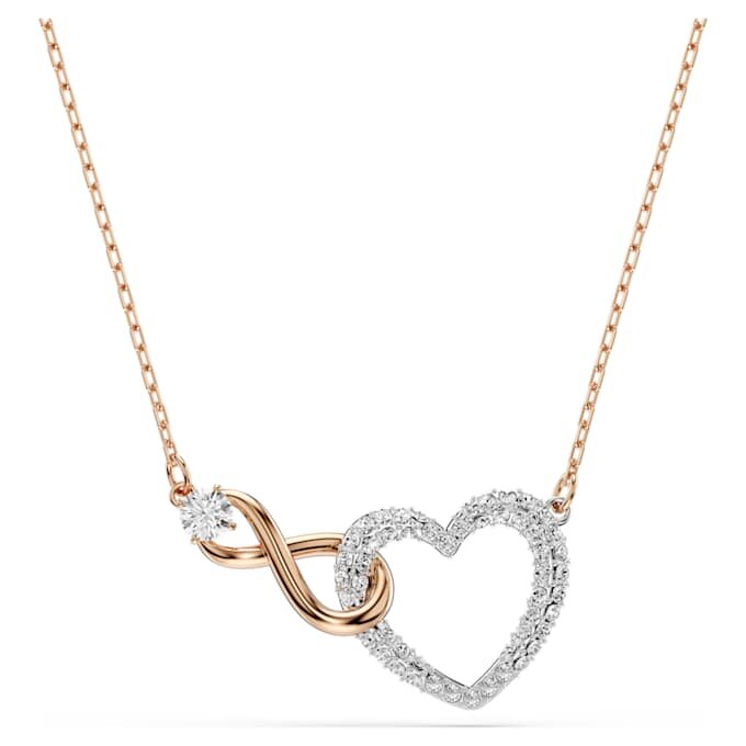 Hyperbola Necklace Infinity and Heart, White, Mixed Metal Finish Hyperbola Necklace Infinity and Heart, White, Mixed Metal Finish