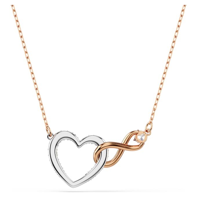 Hyperbola Necklace Infinity and Heart, White, Mixed Metal Finish Hyperbola Necklace Infinity and Heart, White, Mixed Metal Finish