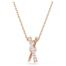 Hyperbola Pendant Mixed Cuts, Twist, White, Rose Gold-Tone Plated Hyperbola Pendant Mixed Cuts, Twist, White, Rose Gold-Tone Plated