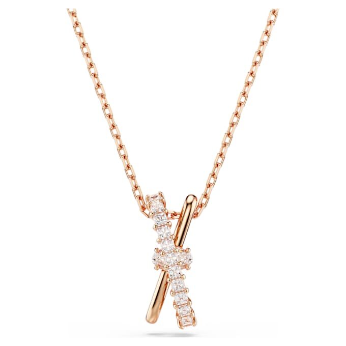 Hyperbola Pendant Mixed Cuts, Twist, White, Rose Gold-Tone Plated Hyperbola Pendant Mixed Cuts, Twist, White, Rose Gold-Tone Plated