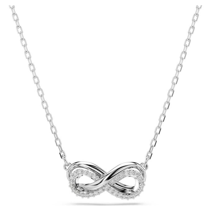 Hyperbola Pendant Pavé, Infinity, White, Rhodium Plated Hyperbola Pendant Pavé, Infinity, White, Rhodium Plated