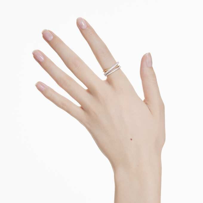 Hyperbola Ring Mixed Cuts, White, Mixed Metal Finish Hyperbola Ring Mixed Cuts, White, Mixed Metal Finish