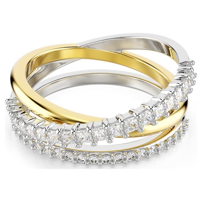 Hyperbola Ring Mixed Cuts, White, Mixed Metal Finish Hyperbola Ring Mixed Cuts, White, Mixed Metal Finish