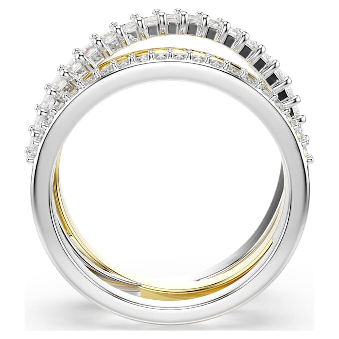 Hyperbola Ring Mixed Cuts, White, Mixed Metal Finish Hyperbola Ring Mixed Cuts, White, Mixed Metal Finish