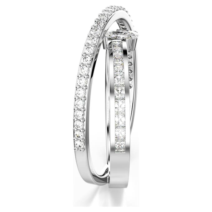 Hyperbola Ring Mixed Cuts, White, Rhodium Plated Hyperbola Ring Mixed Cuts, White, Rhodium Plated