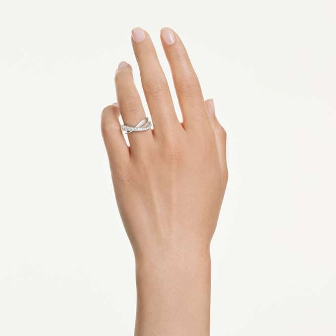 Hyperbola Ring Mixed Cuts, White, Silver-Tone Finish Hyperbola Ring Mixed Cuts, White, Silver-Tone Finish