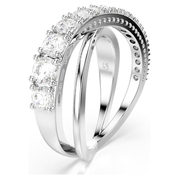 Hyperbola Ring Mixed Cuts, White, Silver-Tone Finish Hyperbola Ring Mixed Cuts, White, Silver-Tone Finish