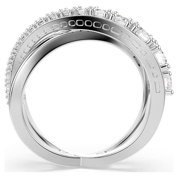 Hyperbola Ring Mixed Cuts, White, Silver-Tone Finish Hyperbola Ring Mixed Cuts, White, Silver-Tone Finish