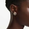 Hyperbola Stud Earrings Round Cut, White, Gold-Tone Plated