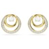 Hyperbola Stud Earrings Round Cut, White, Gold-Tone Plated