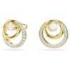 Hyperbola Stud Earrings Round Cut, White, Gold-Tone Plated