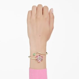 Idyllia Bangle Mixed Cuts, Flower, Multicolored, Gold-Tone Plated