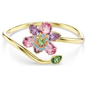 Idyllia Bangle Mixed Cuts, Flower, Multicolored, Gold-Tone Plated