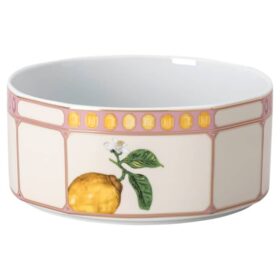 Idyllia Bowl Porcelain, Crystal Print Motif, Citron, Small, Multicolored