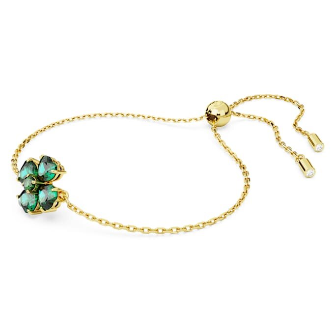 Idyllia Bracelet Mixed Cuts, Clover, Green, Gold-Tone Plated Idyllia Bracelet Mixed Cuts, Clover, Green, Gold-Tone Plated