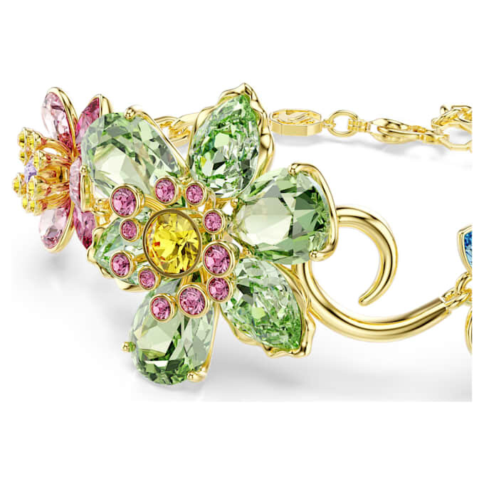 Idyllia Bracelet Mixed Cuts, Flower, Multicolored, Gold-Tone Plated Idyllia Bracelet Mixed Cuts, Flower, Multicolored, Gold-Tone Plated