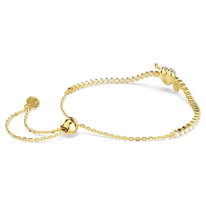 Idyllia Bracelet Mixed Cuts, Heart with Arrow, White, Gold-Tone Plated Idyllia Bracelet Mixed Cuts, Heart with Arrow, White, Gold-Tone Plated