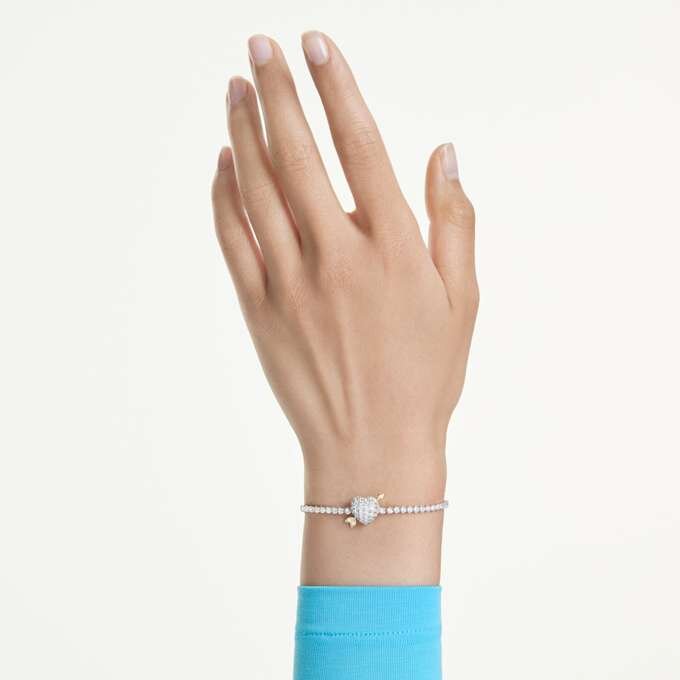 Idyllia Bracelet Mixed Cuts, Heart with Arrow, White, Rhodium Plated Idyllia Bracelet Mixed Cuts, Heart with Arrow, White, Rhodium Plated