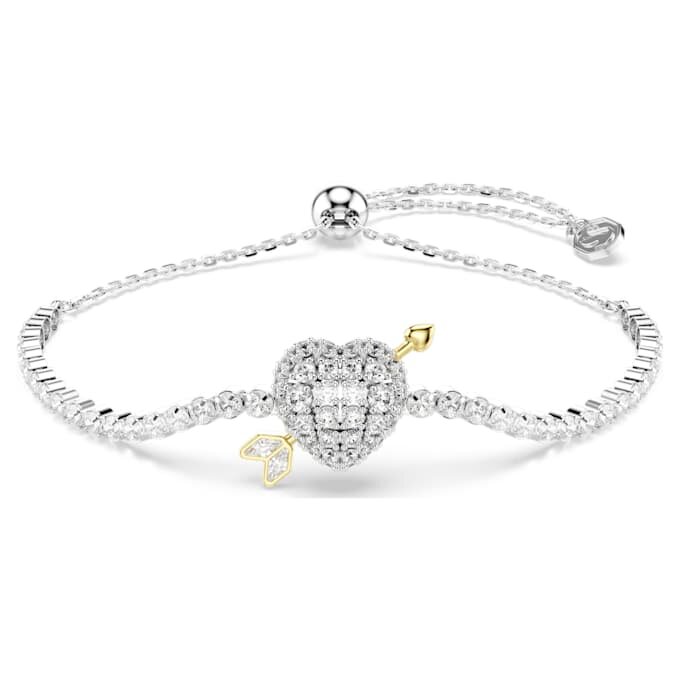 Idyllia Bracelet Mixed Cuts, Heart with Arrow, White, Rhodium Plated Idyllia Bracelet Mixed Cuts, Heart with Arrow, White, Rhodium Plated